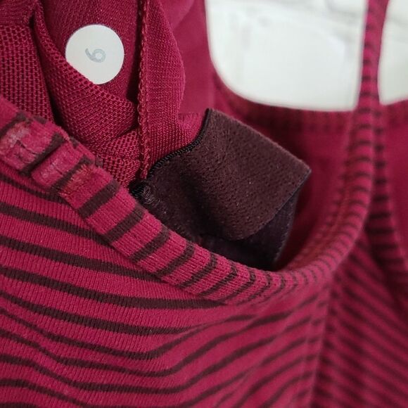 Lululemon Power Y Tank Top Racerback Maroon Stripe Sleeveless Workout Shirt Gym - Picture 7 of 9